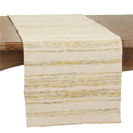 SARO Saro 856.Y1672B 16 x 72 in. Striped Woven Oblong Table Runner; Yellow 856.Y1672B